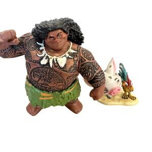 Moana Maui Pig and Chicken Action Figures Cake Topers 4" HeiHei Pua